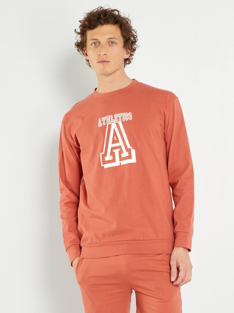 T-shirt in jersey a maniche lunghe arancione - Kiabi