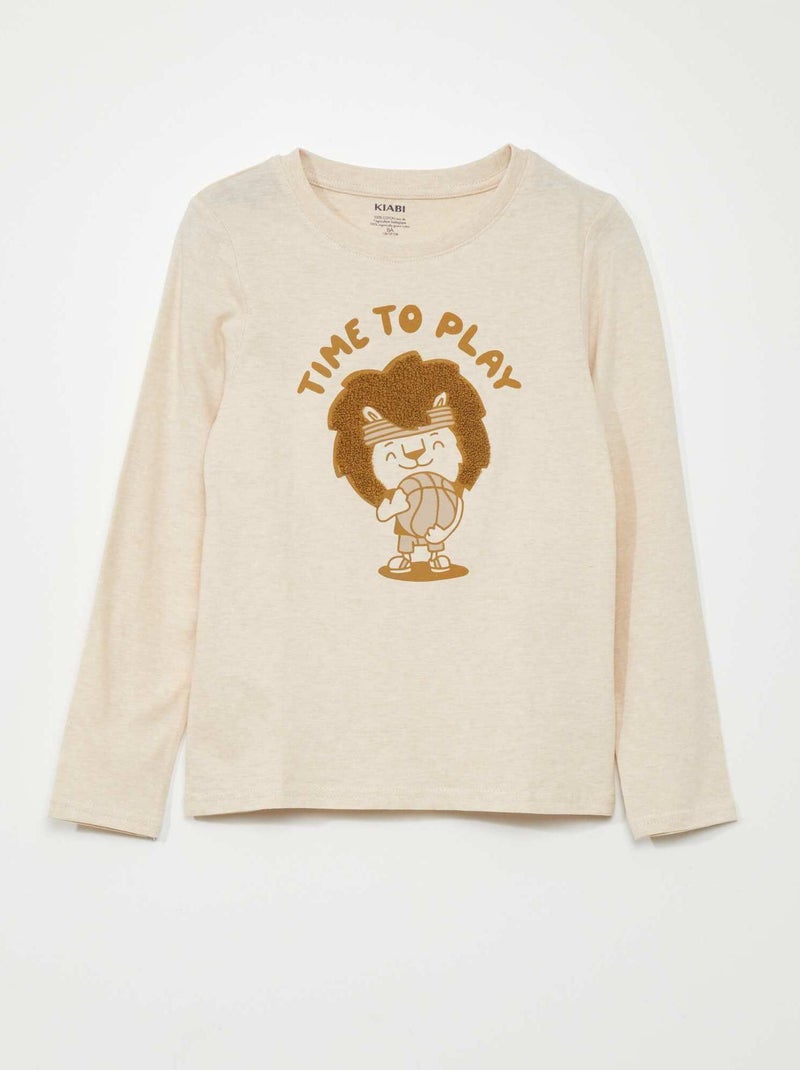 T-shirt in jersey a maniche lunghe BEIGE - Kiabi