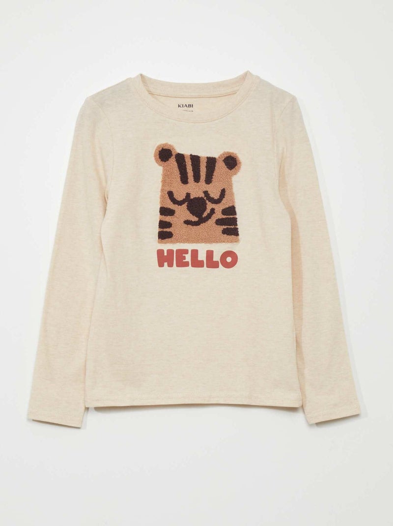 T-shirt in jersey a maniche lunghe BEIGE - Kiabi