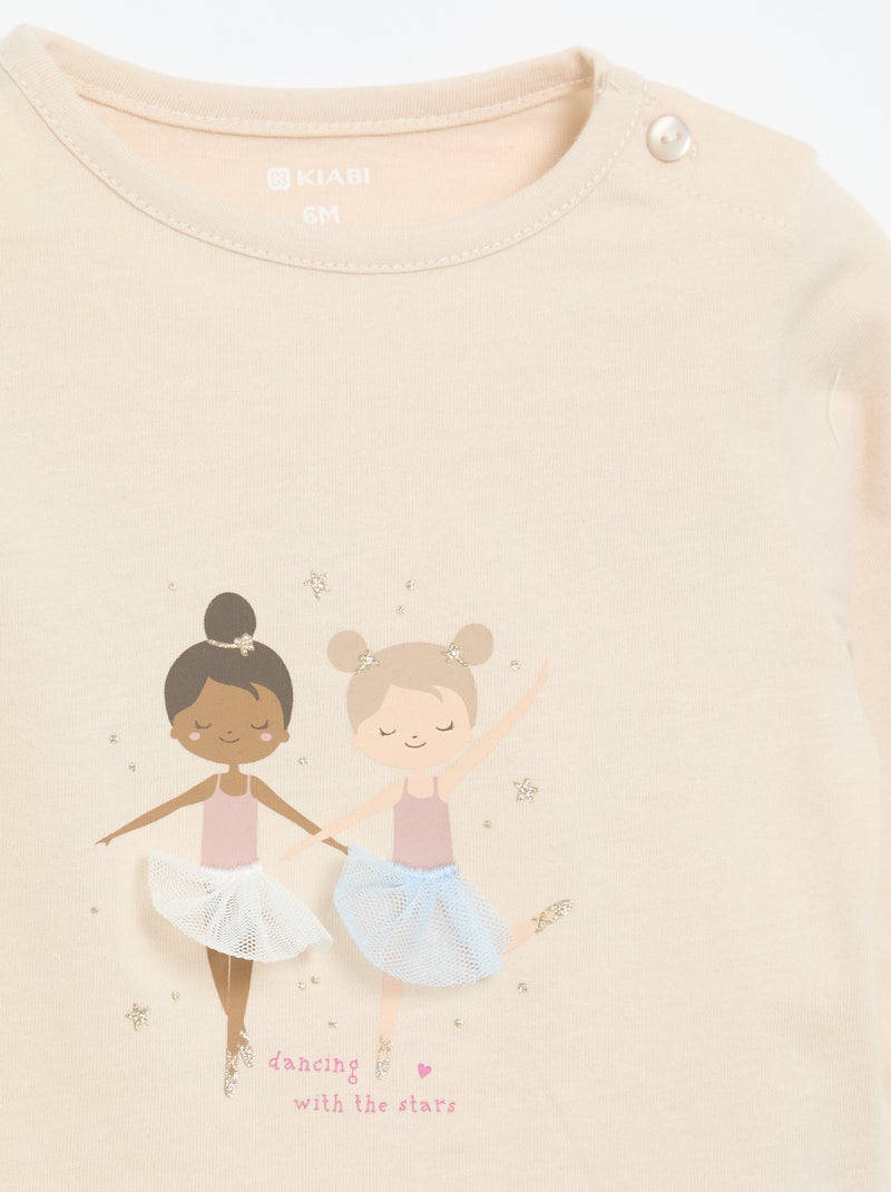 T-shirt in jersey a maniche lunghe Beige - Kiabi