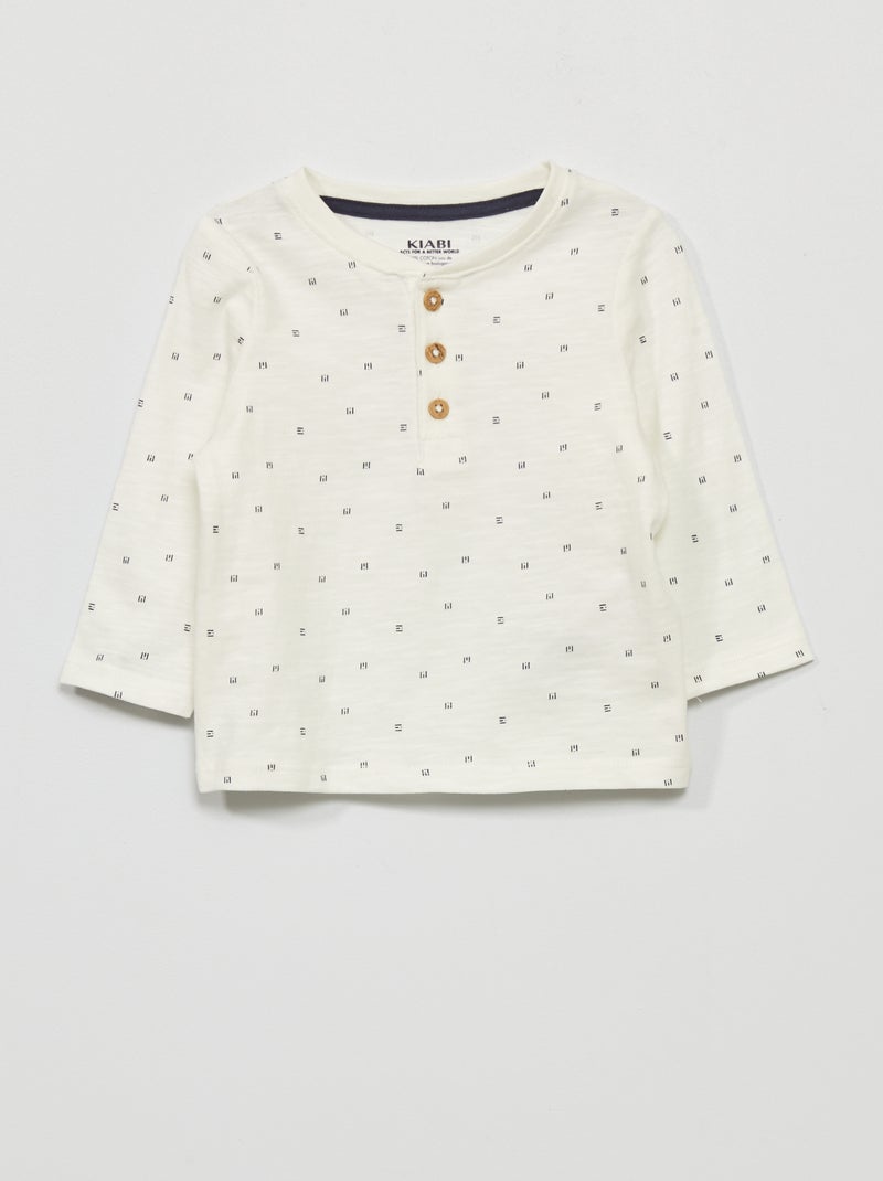 T-shirt in jersey a maniche lunghe BIANCO - Kiabi