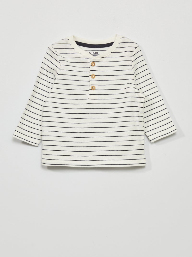 T-shirt in jersey a maniche lunghe BIANCO - Kiabi