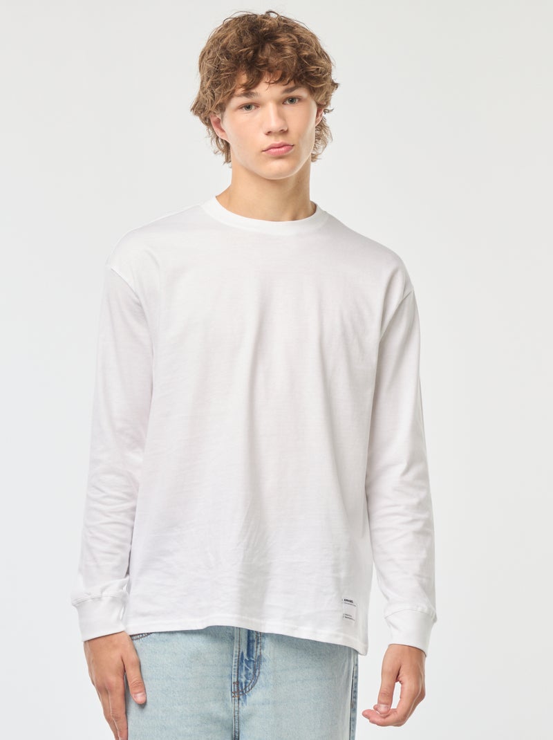 T-shirt in jersey a maniche lunghe bianco - Kiabi