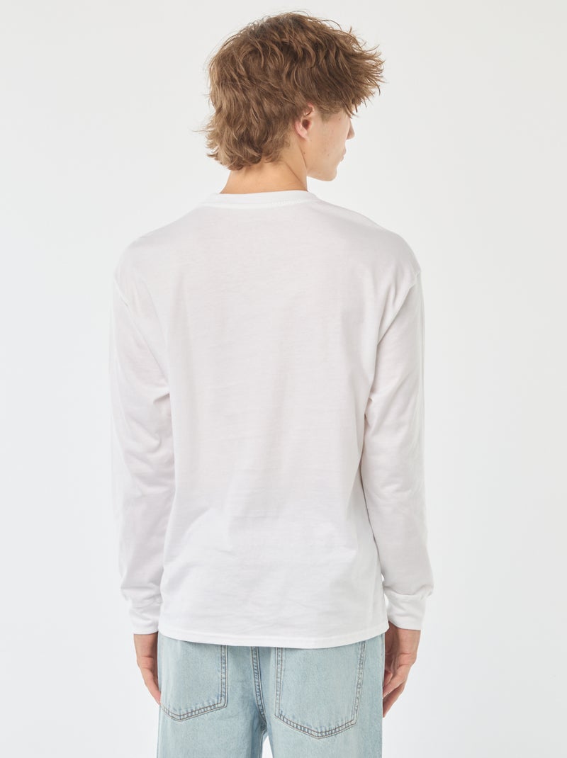 T-shirt in jersey a maniche lunghe bianco - Kiabi