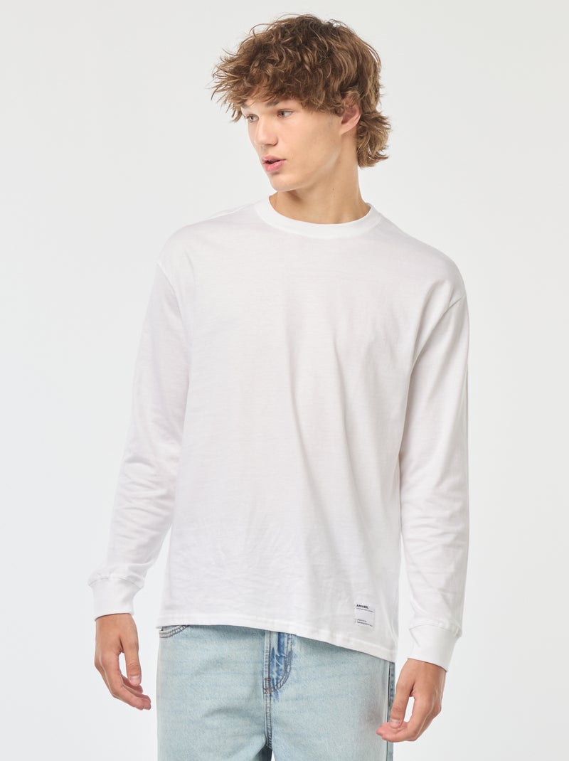 T-shirt in jersey a maniche lunghe bianco - Kiabi