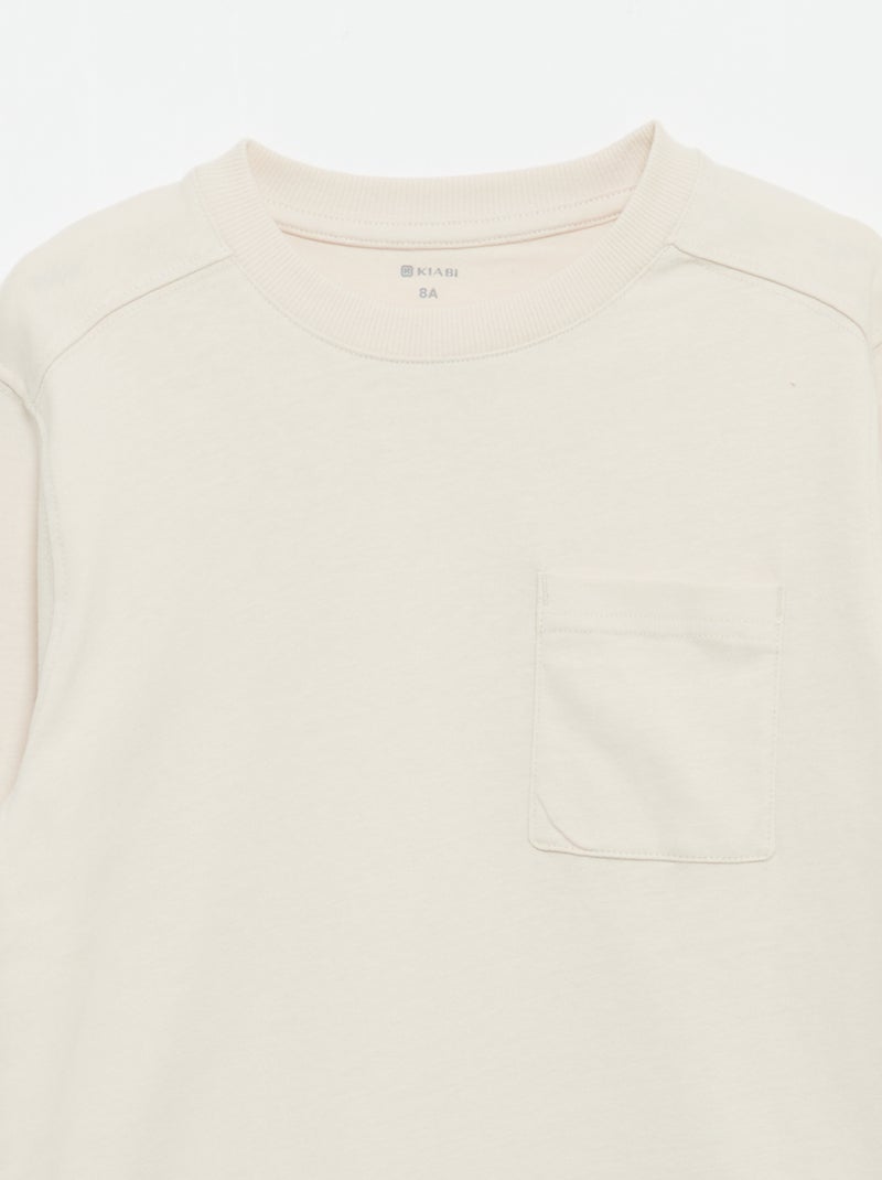T-shirt in jersey a maniche lunghe Bianco - Kiabi