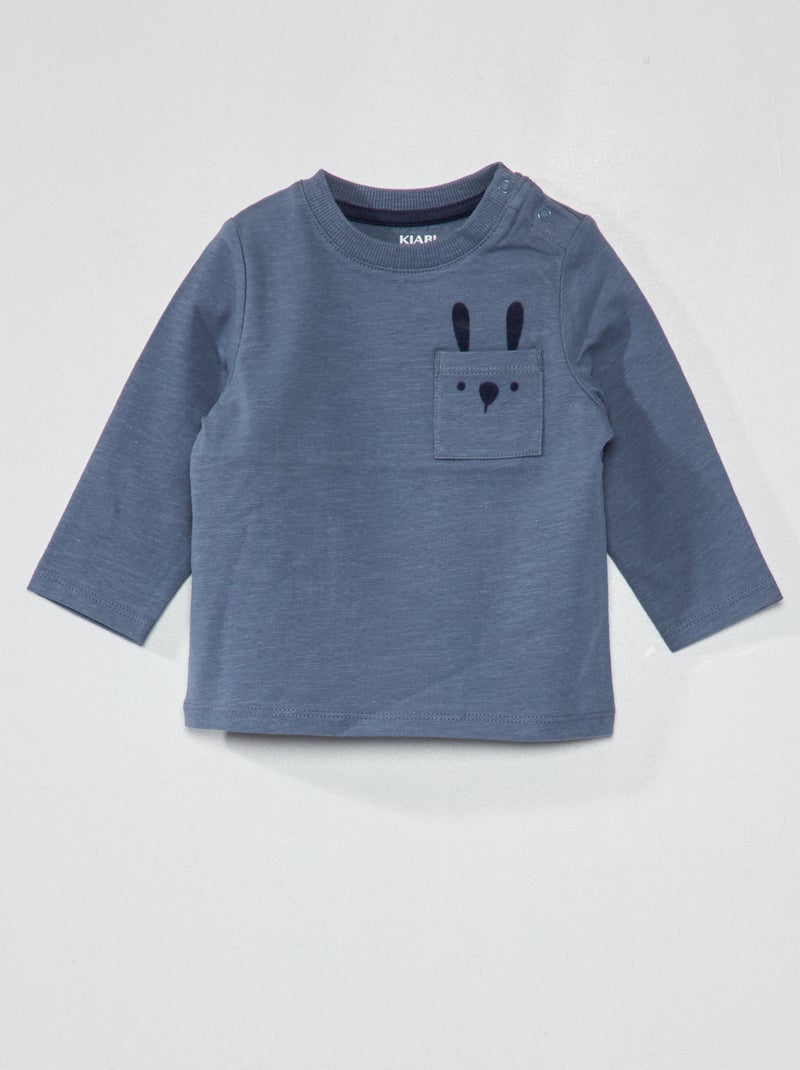 T-shirt in jersey a maniche lunghe BLU - Kiabi