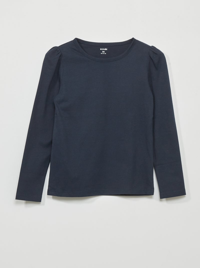 T-shirt in jersey a maniche lunghe blu - Kiabi