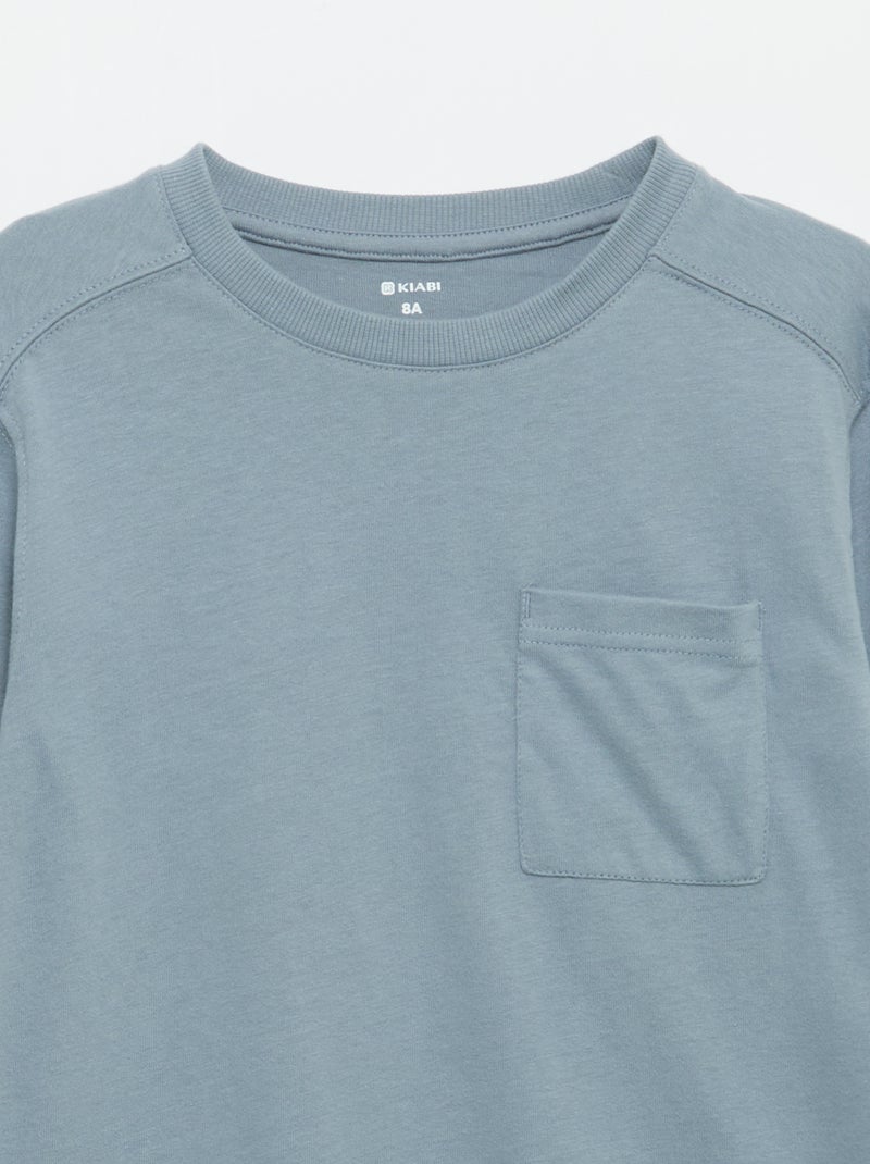 T-shirt in jersey a maniche lunghe Blu - Kiabi