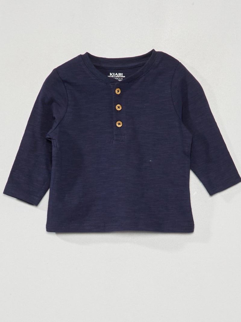 T-shirt in jersey a maniche lunghe blu nero - Kiabi