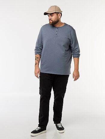 T-shirt in jersey a maniche lunghe con collo alla tunisina