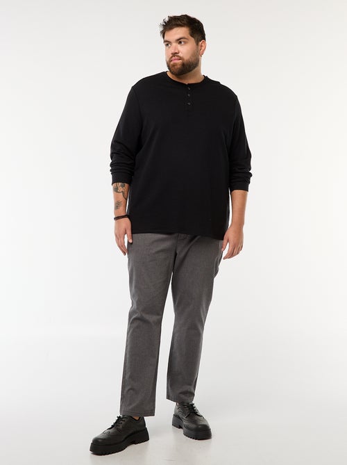 T-shirt in jersey a maniche lunghe con collo alla tunisina - Kiabi