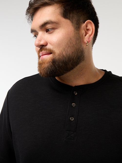 T-shirt in jersey a maniche lunghe con collo alla tunisina - Kiabi