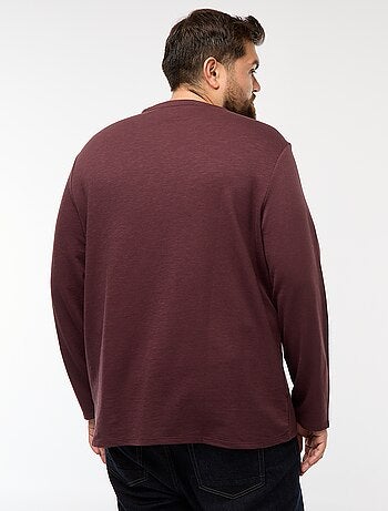 T-shirt in jersey a maniche lunghe con collo alla tunisina