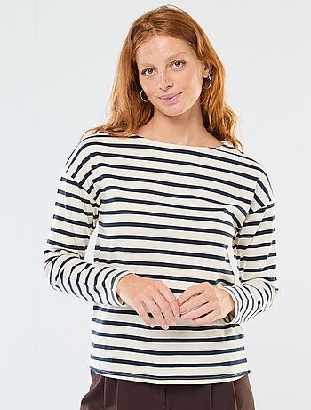 T-shirt in jersey a maniche lunghe con motivo a righe