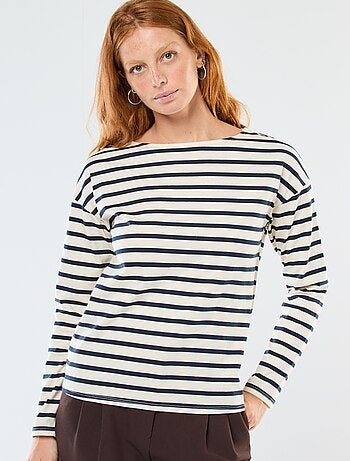 T-shirt in jersey a maniche lunghe con motivo a righe