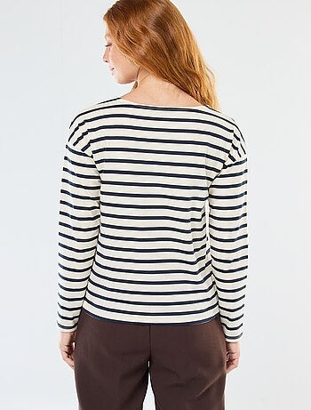 T-shirt in jersey a maniche lunghe con motivo a righe