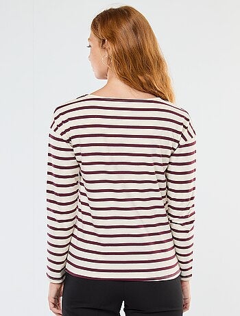 T-shirt in jersey a maniche lunghe con motivo a righe