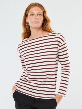 T-shirt in jersey a maniche lunghe con motivo a righe