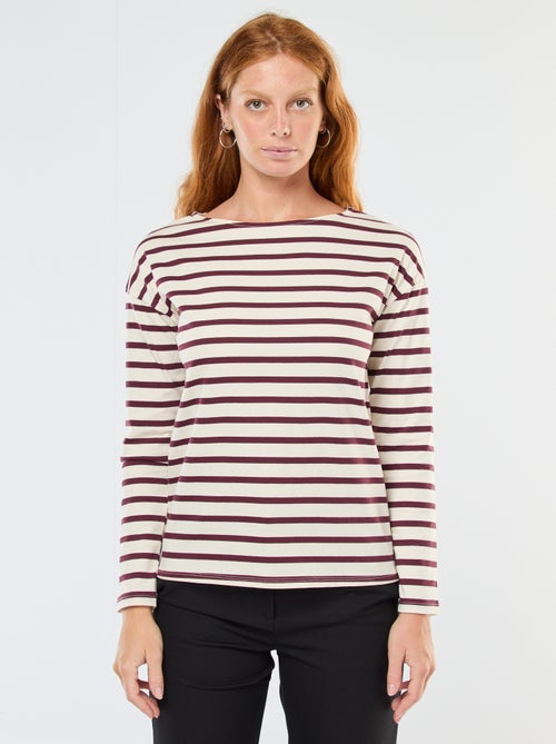 T-shirt in jersey a maniche lunghe con motivo a righe - Kiabi