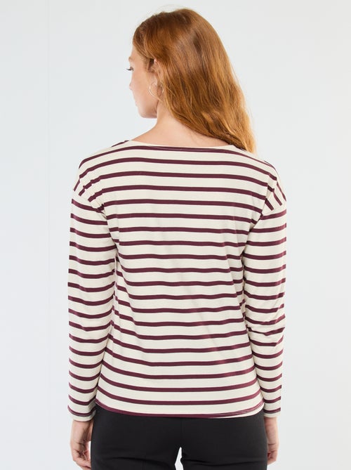 T-shirt in jersey a maniche lunghe con motivo a righe - Kiabi