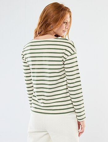 T-shirt in jersey a maniche lunghe con motivo a righe