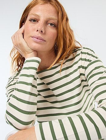 T-shirt in jersey a maniche lunghe con motivo a righe