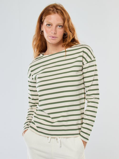 T-shirt in jersey a maniche lunghe con motivo a righe - Kiabi