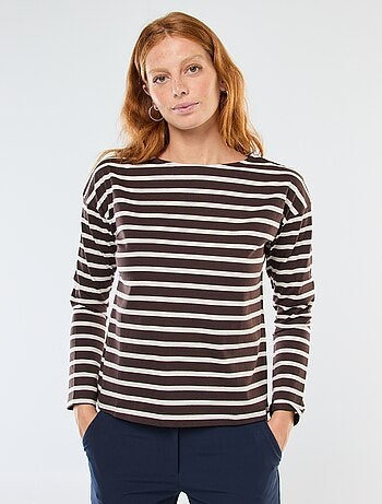 T-shirt in jersey a maniche lunghe con motivo a righe