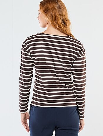 T-shirt in jersey a maniche lunghe con motivo a righe
