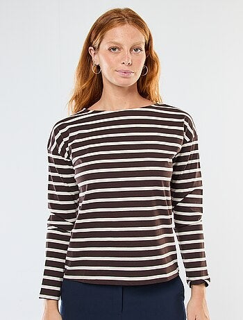 T-shirt in jersey a maniche lunghe con motivo a righe