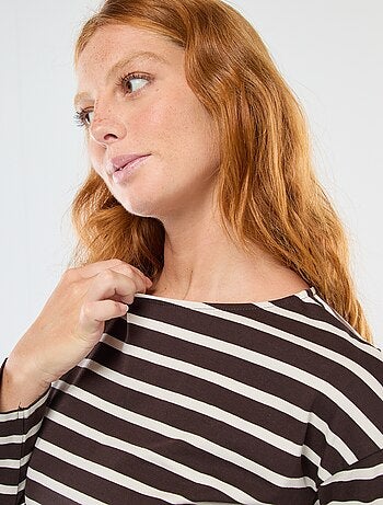 T-shirt in jersey a maniche lunghe con motivo a righe