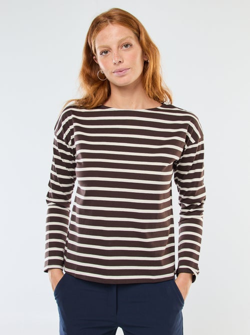 T-shirt in jersey a maniche lunghe con motivo a righe - Kiabi