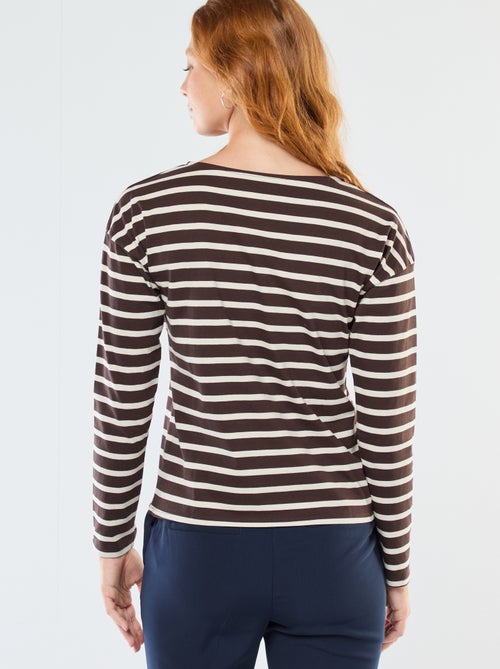 T-shirt in jersey a maniche lunghe con motivo a righe - Kiabi