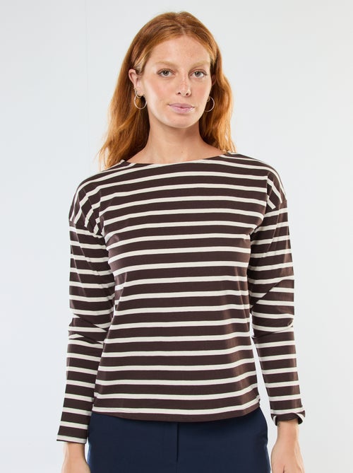 T-shirt in jersey a maniche lunghe con motivo a righe - Kiabi