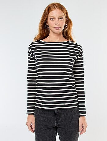 T-shirt in jersey a maniche lunghe con motivo a righe
