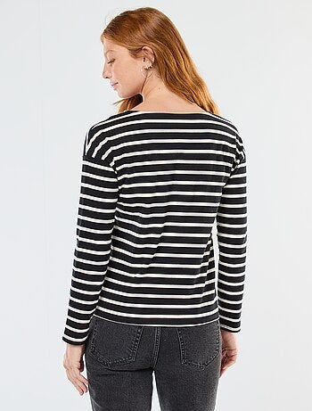 T-shirt in jersey a maniche lunghe con motivo a righe