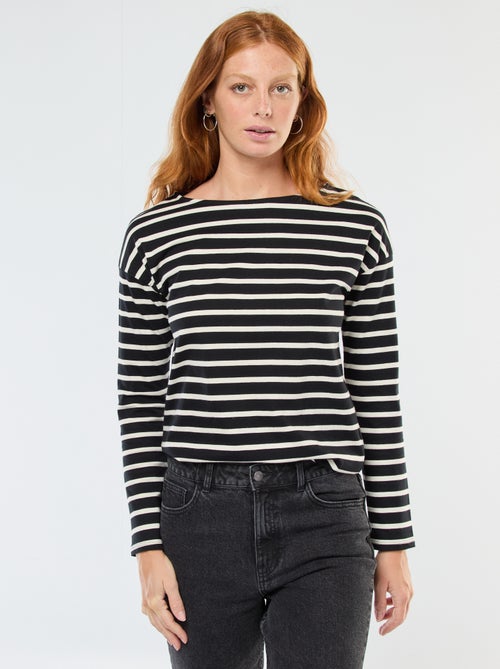 T-shirt in jersey a maniche lunghe con motivo a righe - Kiabi