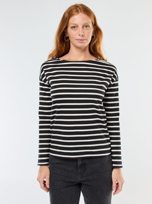 T-shirt in jersey a maniche lunghe con motivo a righe - Kiabi