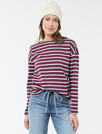 T-shirt in jersey a maniche lunghe con motivo a righe