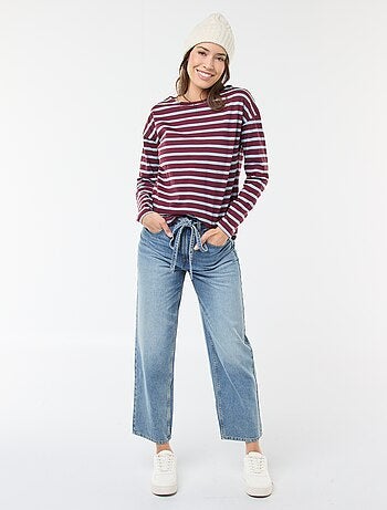 T-shirt in jersey a maniche lunghe con motivo a righe