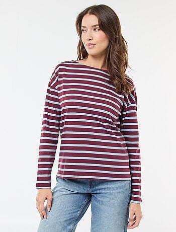 T-shirt in jersey a maniche lunghe con motivo a righe