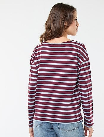 T-shirt in jersey a maniche lunghe con motivo a righe