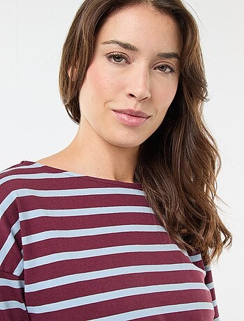 T-shirt in jersey a maniche lunghe con motivo a righe