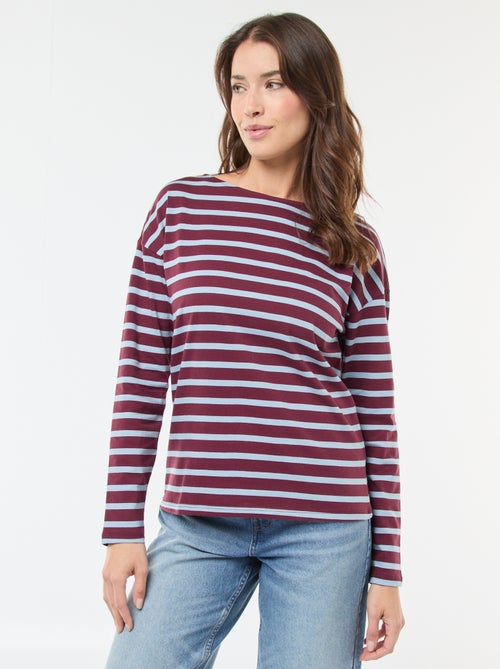 T-shirt in jersey a maniche lunghe con motivo a righe - Kiabi