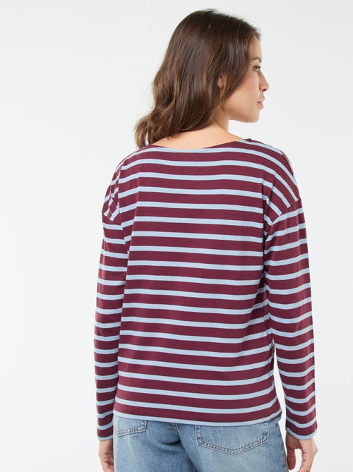 T-shirt in jersey a maniche lunghe con motivo a righe - Kiabi