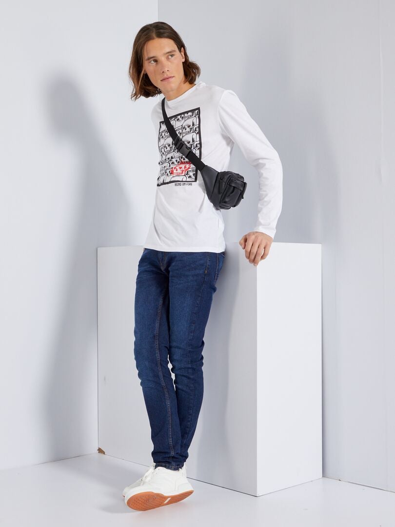 T-shirt in jersey a maniche lunghe con stampa BIANCO - Kiabi