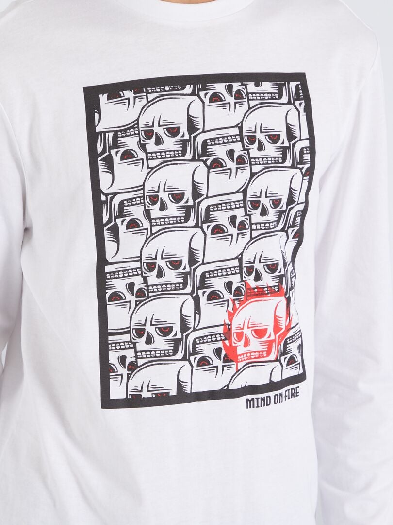 T-shirt in jersey a maniche lunghe con stampa BIANCO - Kiabi