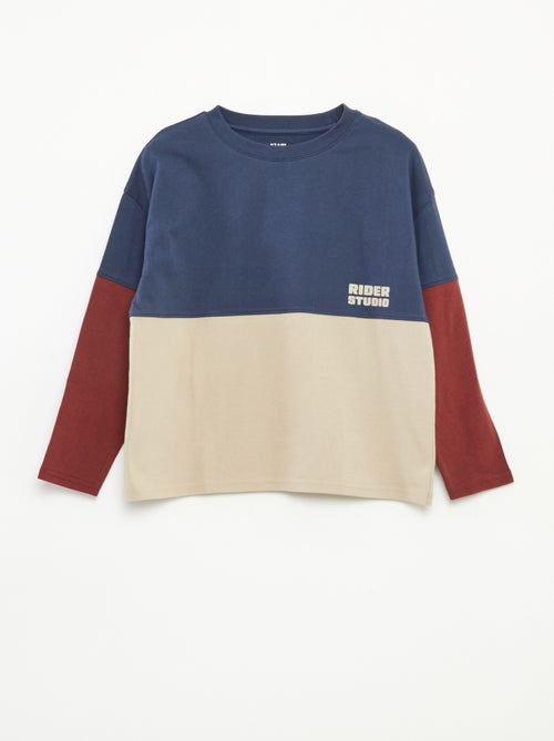 T-shirt in jersey a maniche lunghe effetto colorblock - Kiabi
