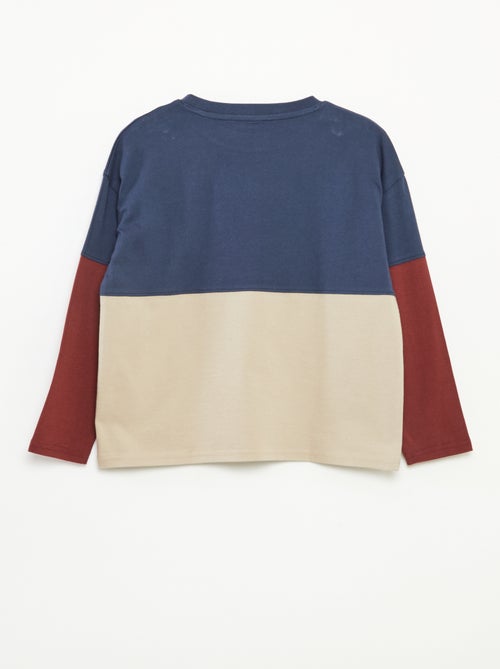 T-shirt in jersey a maniche lunghe effetto colorblock - Kiabi